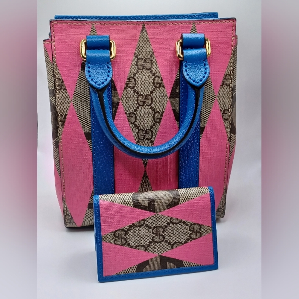 Gucci Supreme GG Rhombus 2-way Mini Bag & Card Case